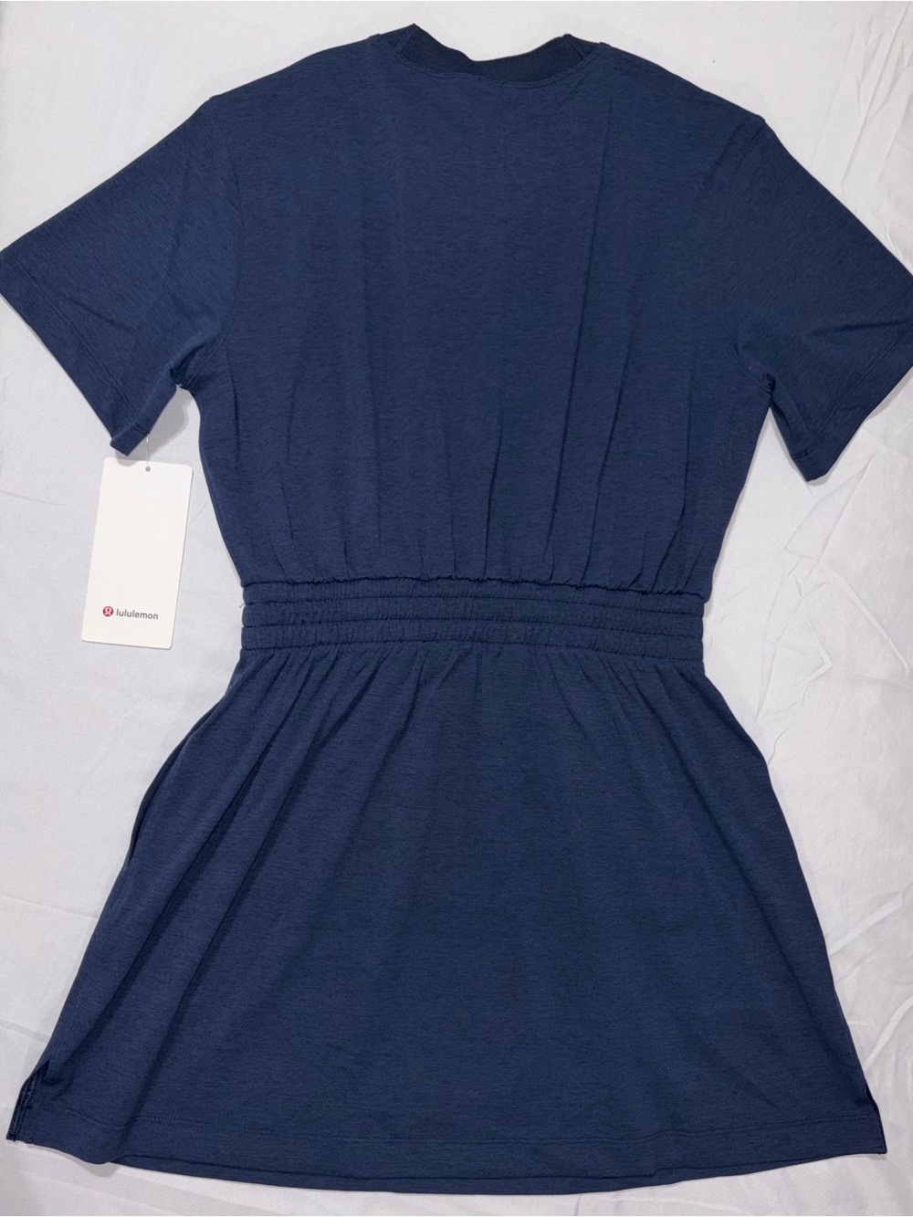 NWT*LULULEMON*SIZE4*SMOCKED WAIST T~SHIRT DRESS*AUTHENTIC* POCKETS*NAVY*$118 - Picture 13 of 16